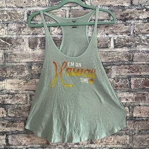 Roxy “I’m on Hawaiian Time” Flowy Relaxed Fit Mint Seafoam Green Tank Top